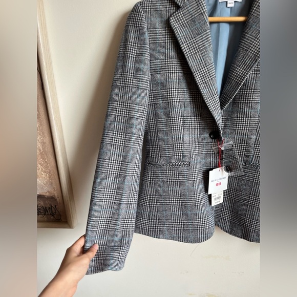 NWT Ines De Fressange Uniqlo Wool Houndstooth Checkered Blazer - XS - Picture 5 of 8